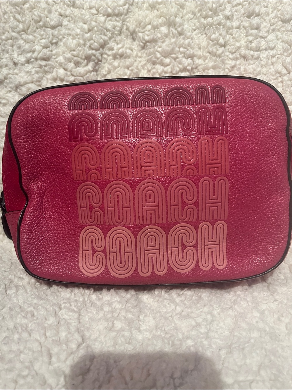Coach, pink and red leather camera bag